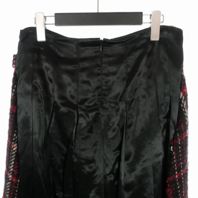 【中古】マルニ MARNI 22AW レイヤード ウール フレアスカート チェック 40 ブラック レッド_3