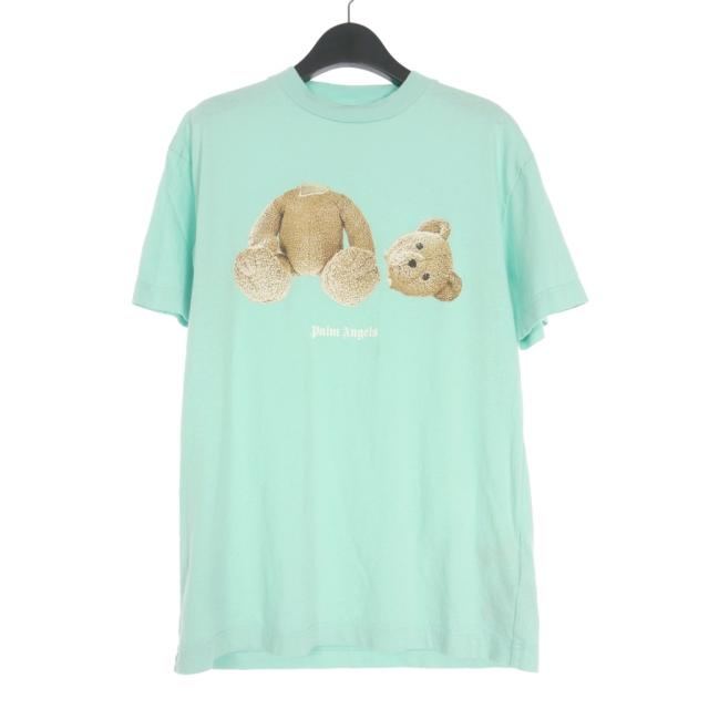 【中古】パームエンジェルス PALM ANGELS ロゴ ベアープリント Tシャツ カットソー 半袖 S ミントグリーン