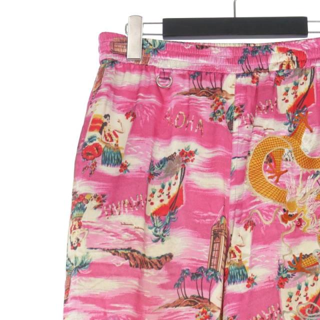 【中古】ダブレット doublet 20AW ALOHA KUNG FU PANTS アロハ サテンパンツ S ピンク 20AW14PT129 メンズの通販は
