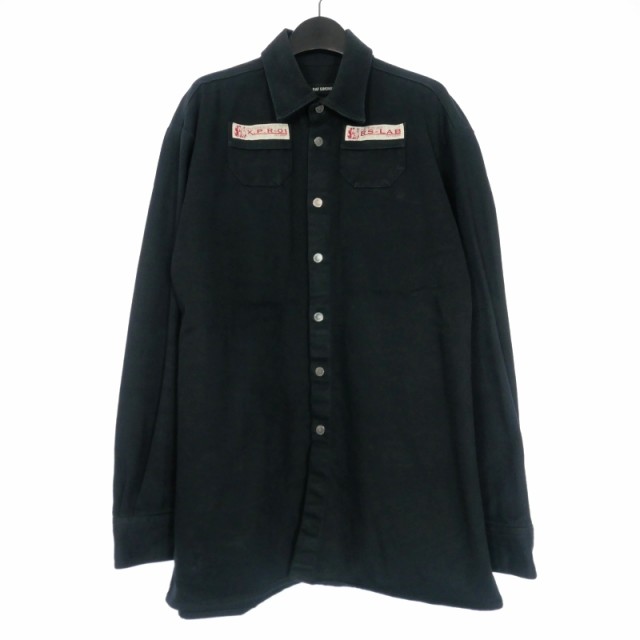 【中古】ラフシモンズ RAF SIMONS 20SS Slim Fit Denim Shirt デニムシャツ 長袖 M ブラック 黒 201-242 メンズ