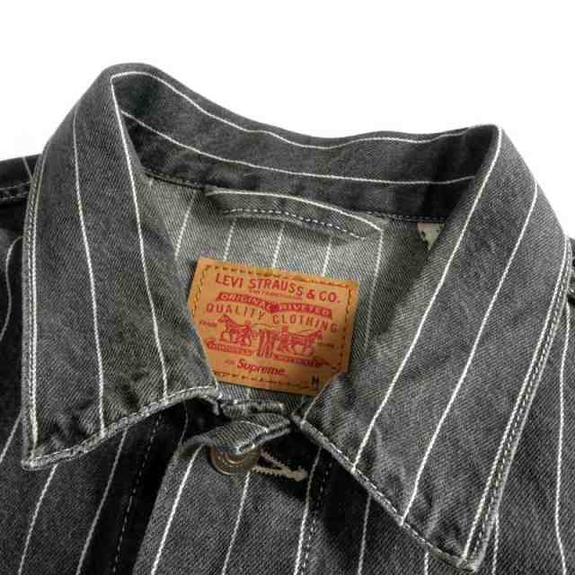 【中古】シュプリーム SUPREME × Levi’s Pinstripe Trucker Jacket デニムジャケット ブルゾン M ブラック 黒