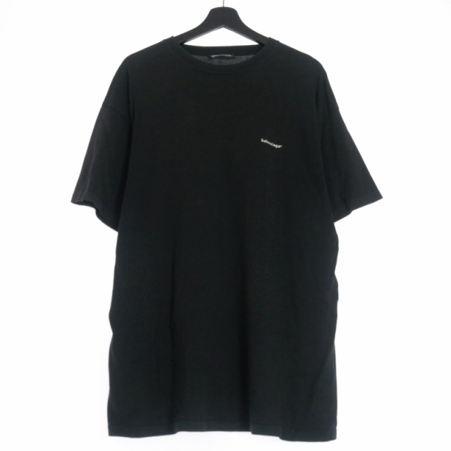 【中古】バレンシアガ BALENCIAGA 17SS スモールロゴ オーバーサイズ Tシャツ カットソー 半袖 L ブラック 黒 556150