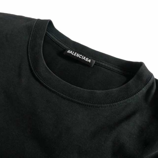 【中古】バレンシアガ BALENCIAGA 17SS スモールロゴ オーバーサイズ Tシャツ カットソー 半袖 L ブラック 黒 556150