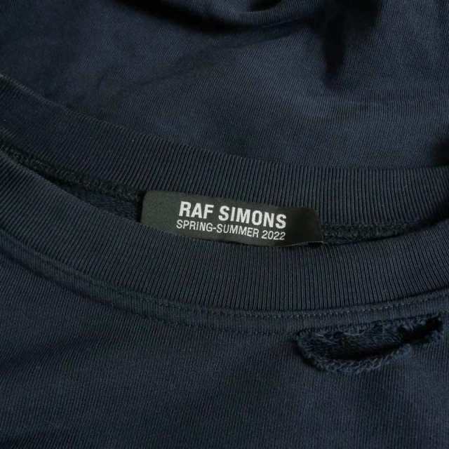 【中古】ラフシモンズ RAF SIMONS 22SS デストロイ クルーネック スウェットトレーナー 2 ネイビー 紺 221-M167 