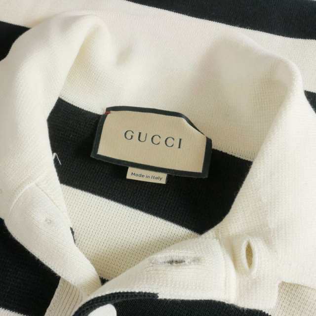 【中古】グッチ GUCCI デタッチャブルスリーブポロニット セーター S ブラック ホワイト 黒 白 724708 XKCV0 国内正規 メンズ