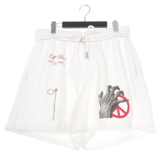 【中古】オフホワイト OFF WHITE × UNDER COVER 19AW MESH POCKT SHORTS ショートパンツ ショーツ M 白