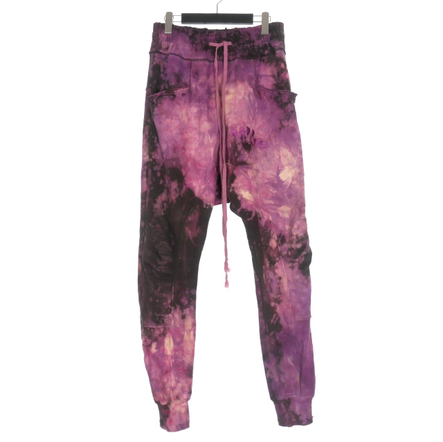 【中古】カタリスト CVTVLIST × MYne USUAL ダメージ加工 タイダイ スウェットパンツ サルエル 1 パープル GCLPT105の通販は