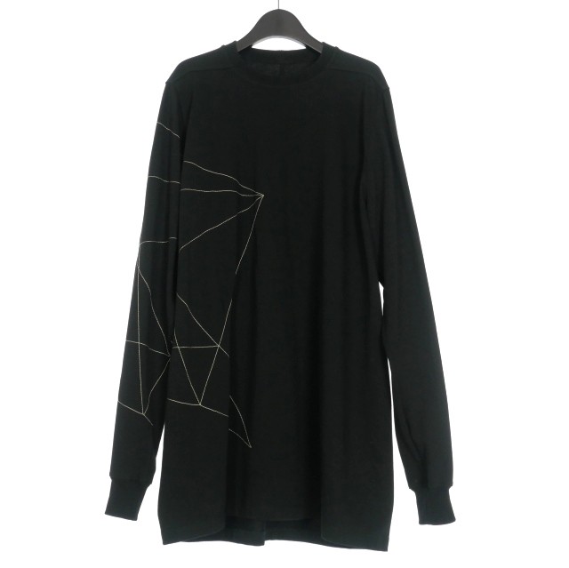 【中古】リックオウエンス Rick Owens 19SS BABEL期 EMBROIDERED CREW Tシャツ カットソー 長袖 M ブラック 黒