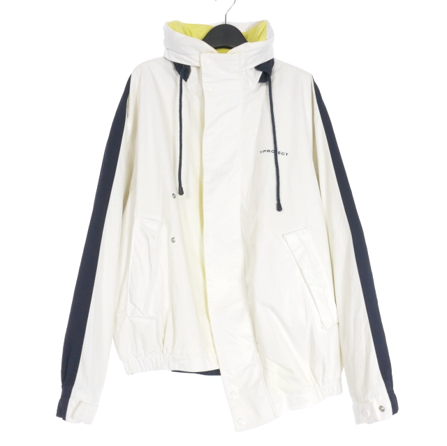 【中古】ワイプロジェクト Y/PROJECT PULL LINING WINDBREAKER ジャケット ブルゾン S ホワイト/ネイビー 白 紺の通販は