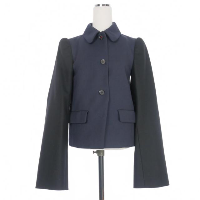 【中古】未使用品 メゾンマルジェラ Maison Margiela 24SS ワイドスリーブ 切替 ジャケット 36 紺 黒 ネイビーの通販は