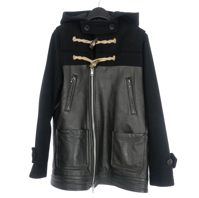 【中古】メスラドサイジー MEZLAD PSYZYE レザー切替 ダッフルコート ジャケット ブラック 黒 MEZ-009 メンズの通販は 14,665円