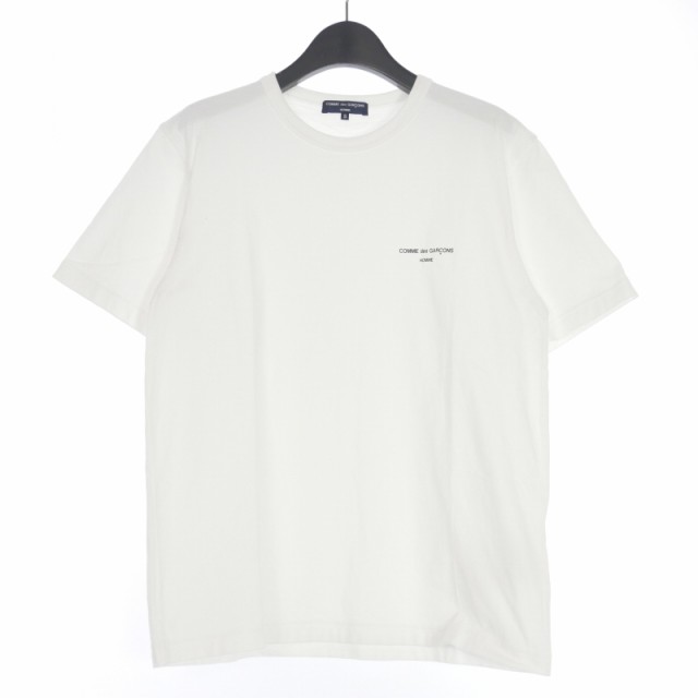 【中古】コムデギャルソンオム COMME des GARCONS HOMME 綿天竺 ロゴプリント Tシャツ カットソー 半袖 S ホワイトの通販は