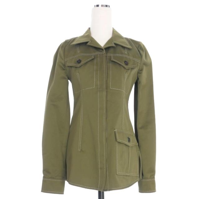 【中古】マルニ MARNI 20SS オープンカラーシャツジャケット 長袖 36 オリーブ 緑 国内正規 レディース