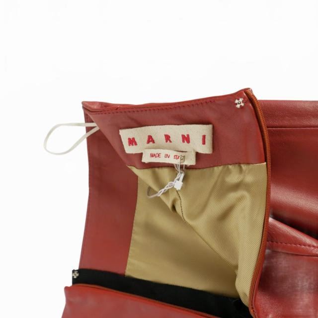 【中古】未使用品 マルニ MARNI 21AW レザー スカート ひざ丈 シープスキン 36 ブラウン 茶 GOMX0380U0 国内正規_3