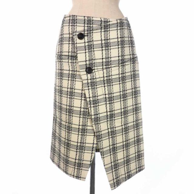 【中古】マルニ MARNI 20AW チェック ツイード スカート ひざ丈 40 アイボリー GOMA0304U0 レディース