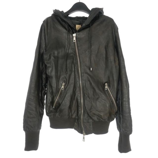 【中古】ジョルジオブラット GIORGIO BRATO フーデッド レザーブルゾン ジャケット 46 ダークブラウン 茶 GU19F5401V 国内正規 メンズの通販は