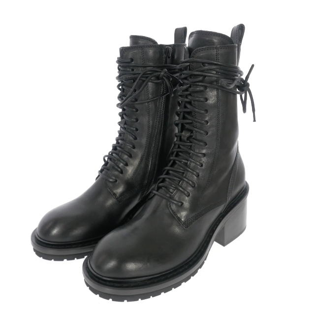 【中古】未使用品 アンドゥムルメステール ANN DEMEULEMEESTER 21SS SANTIAGO レースアップブーツ 靴 35 ブラック