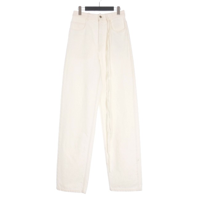 【中古】アンドゥムルメステール ANN DEMEULEMEESTER 23SS KEVIN ハイウエスト 5ポケットデニムパンツ 46 ホワイト