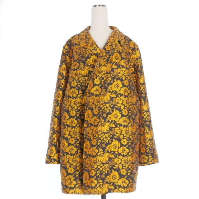 【中古】ワイズ Y's ヨウジヤマモト フラワー刺繍 オーバーサイズジャケット コート イエロー/ネイビー