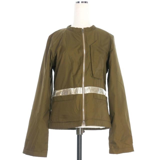 【中古】ズッカ zucca クルーネック ナイロンジャケット ブルゾン 長袖 M カーキ 緑 ZU83-FC350 レディース