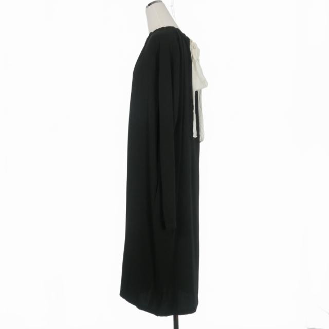 【中古】未使用品 マルニ MARNI 21AW フロントギャザーワンピース ロングドレス 42 黒 ブラック ABMA0725A0 国内正規_1