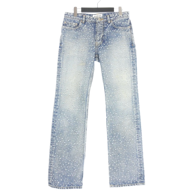 【中古】バレンシアガ BALENCIAGA distressed straight leg jeans ダメージ加工 デニムパンツ ジーンズ 26 インディゴ