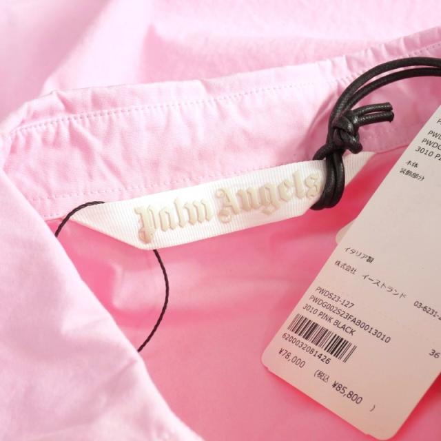 【中古】未使用品 パームエンジェルス PALM ANGELS 23SS GD OVERLOGO SHIRT DRESS ドレスシャツ ロング 長袖 36_4