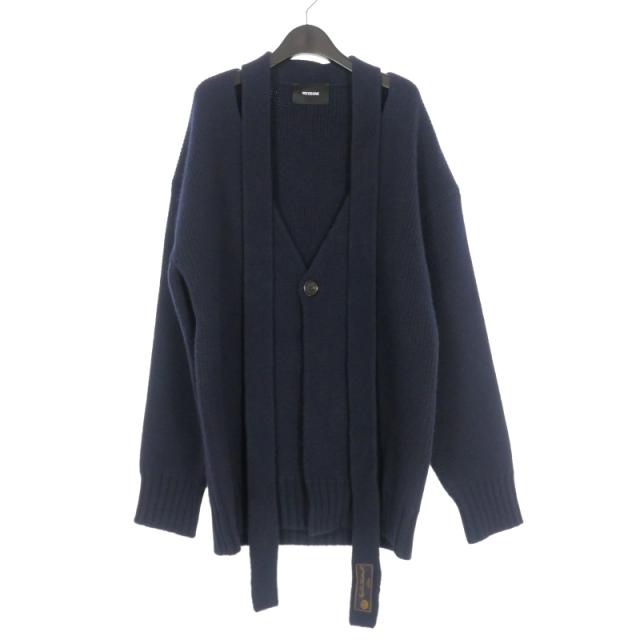 【中古】未使用品 WE11DONE 22AW NECK STRAP DETAIL OVERSIZED CARDIGAN S ネイビー WD-KC3-22-602 メンズ