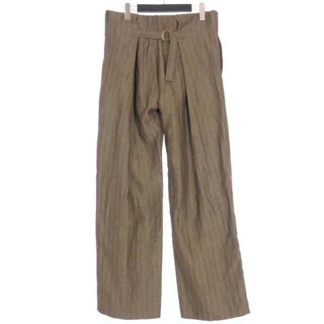 【中古】未使用品 カング KANG ADJUSTABLE BACK PLEATS WIDE FIT TROUSERS パンツ スラックス L ブラウン 茶 中古】未使用品 カング KANG ADJUSTABLE BACK PLEATS WIDE FIT