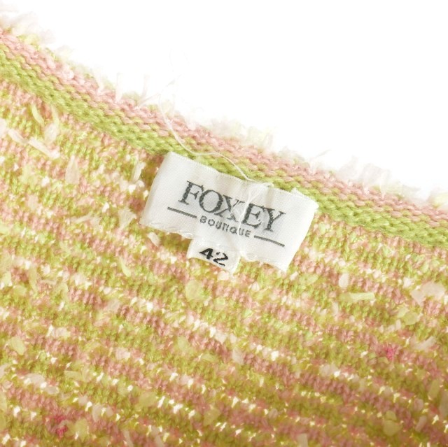 【中古】フォクシー FOXEY スパンコール ツイード ノースリーブワンピーススーツ セットアップ ジャケット 長袖 42 グリーン 中古】フォクシー FOXEY スパンコール ツイード ノースリーブ