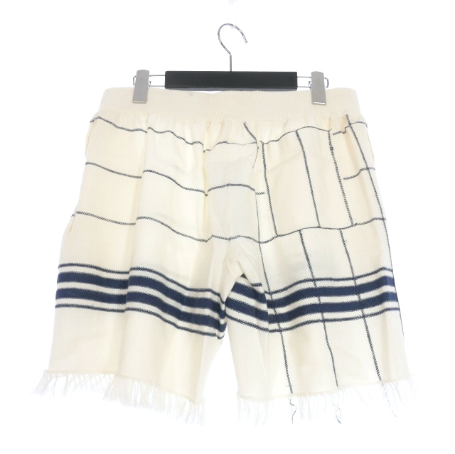 【中古】未使用品 メゾンマルジェラ Maison Margiela 22SS フリンジ ニットショートパンツ ショーツ L オフホワイト/ブルー_1