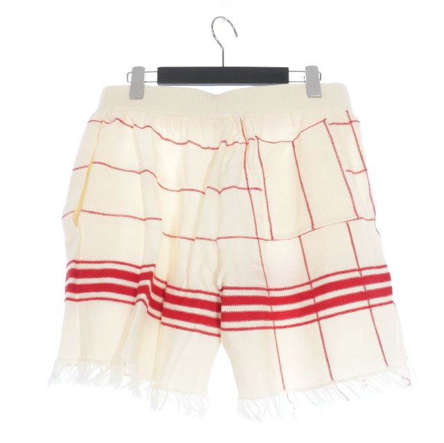 【中古】未使用品 メゾンマルジェラ Maison Margiela 22SS フリンジ ニットショートパンツ ショーツ M オフホワイト/レッド_1