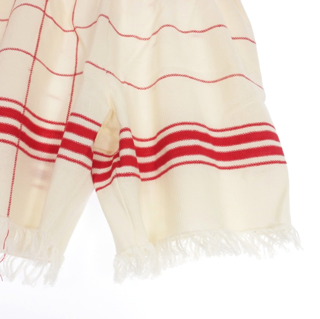 【中古】未使用品 メゾンマルジェラ Maison Margiela 22SS フリンジ ニットショートパンツ ショーツ L オフホワイト/レッド_2