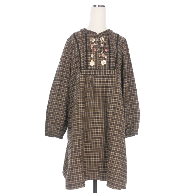 ピンクハウス　23SS　ピクニックチェック　チュニックブラウス　テディ ピンクハウス 23SS ピクニックチェック チュニックブラウス テディ