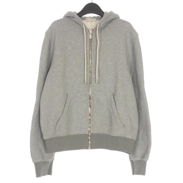 【中古】バレンシアガ BALENCIAGA バックロゴ ジップアップパーカー フーディ 長袖 XS グレー 435661 TSK12 国内正規 レディース