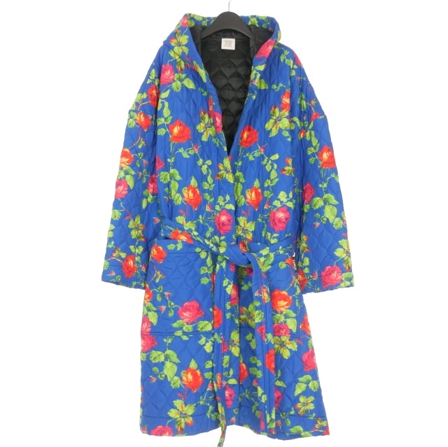 【中古】ヴェトモン ベトモン VETEMENTS フラワープリント キルティング ローブコート ジャケット 長袖 XS ブルー 青 中古】ヴェトモン ベトモン VETEMENTS フラワープリント キルティング