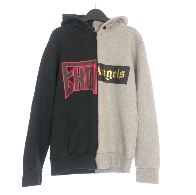 【中古】パームエンジェルス PALM ANGELS Exodus Hoodie 再構築 ドッキングフーディ パーカー 長袖 XXS ブラック