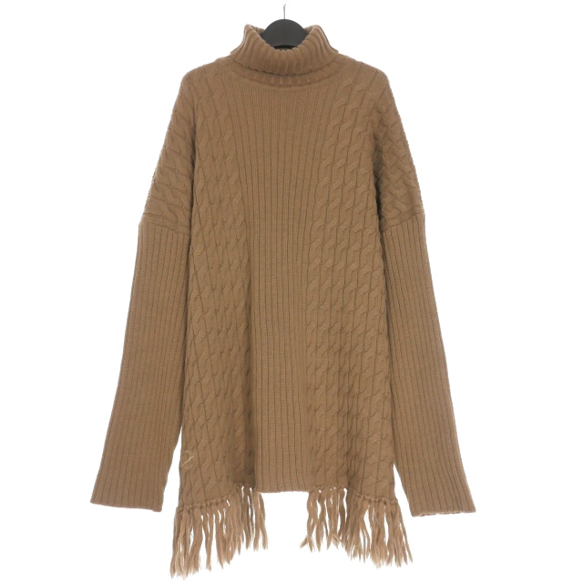 【中古】ヴェトモン VETEMENT ハイネック フリンジ オーバーサイズニット セーター 長袖 XS ベージュ UAH20KN610