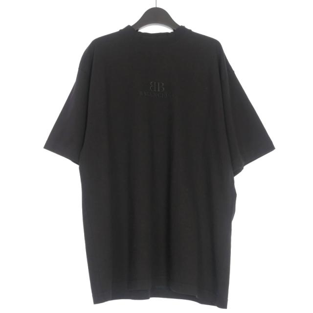 【中古】バレンシアガ BALENCIAGA 24AW BBロゴ 刺繍 Tシャツ カットソー 半袖 S ブラック 黒 764235 TQVS8 国内正規