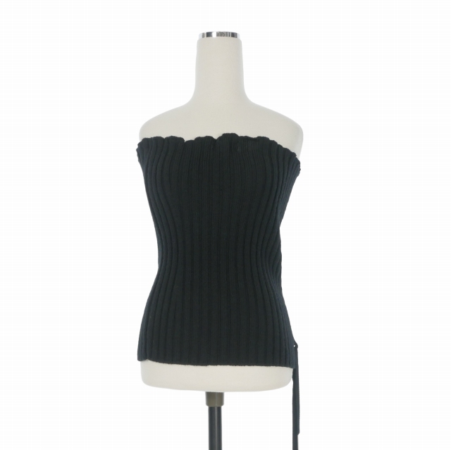 【中古】アンドゥムルメステール ANN DEMEULEMEESTER 23AW スリーブレス メリノリブニットビスチェ セーター O/S ブラック