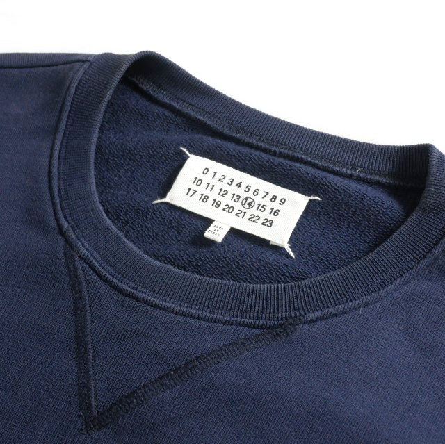 マルジェラ エルボーパッチ スウェット トレーナー ネイビー Maison