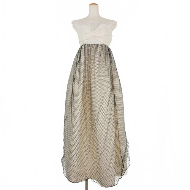 【中古】メゾンマルジェラ Maison Margiela 22SS メッシュチュール エンパイアドレス ロングワンピース 40 ホワイト