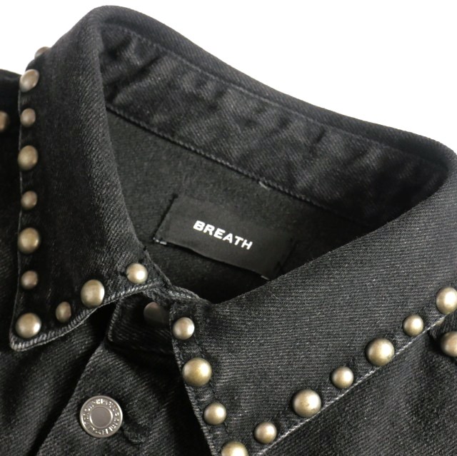 【中古】ブレス Breath 25SS Suicide Studs Denim Shirt ダメージ加工 スタッズ デニムシャツ 半袖 M ブラック 黒 中古】ブレス Breath 25SS Suicide Studs Denim Shirt ダメージ加工