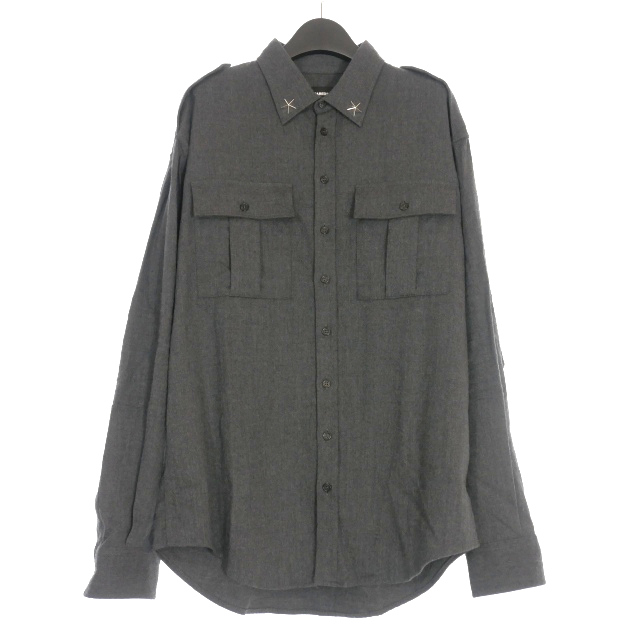 【中古】未使用品 ディースクエアード DSQUARED2 23AW Military Shirt ウール ロングスリーブシャツ 長袖 48