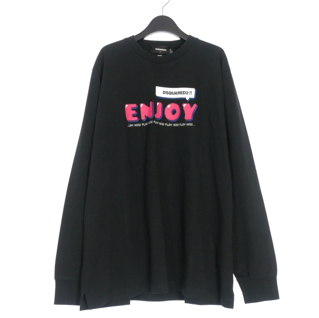 DSQUARED2 ディースクエアード ブラック 長袖カットソー ディースクエアード メンズ Tシャツ 長袖 DSQUARED2 ブランド トップス