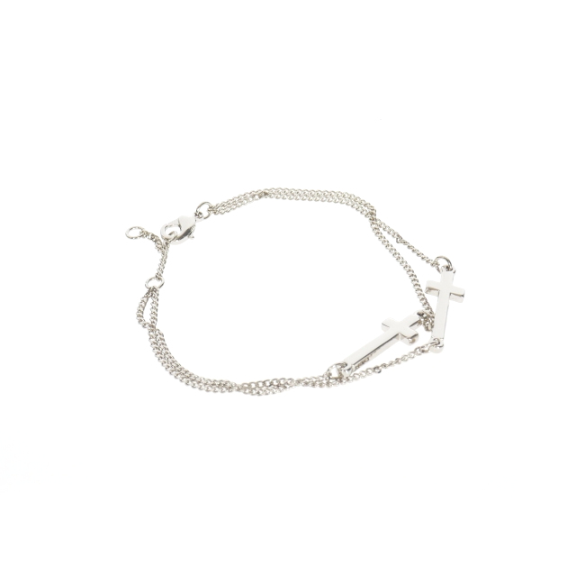 【中古】未使用品 ディースクエアード DSQUARED2 23AW クロスモチーフ 2連 ブレスレット アクセサリー L シルバー_1