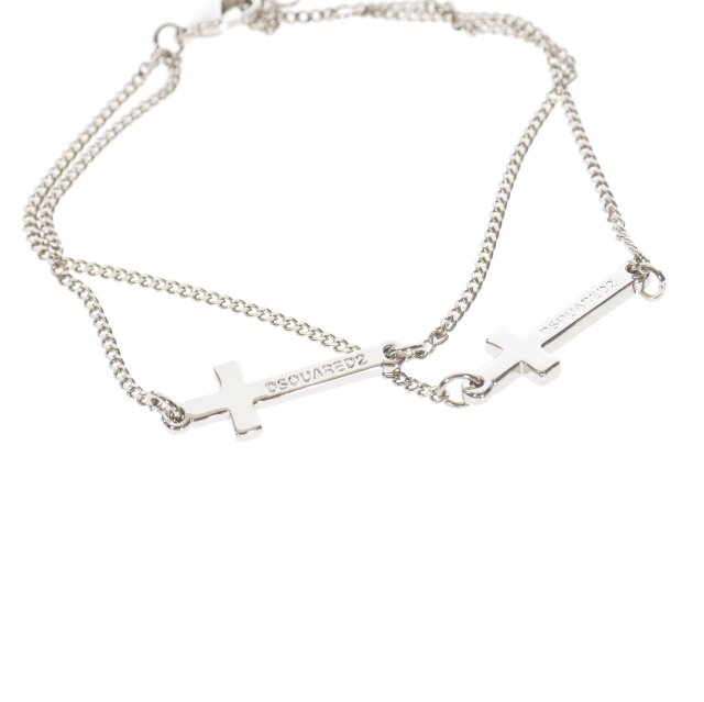 【中古】未使用品 ディースクエアード DSQUARED2 23AW クロスモチーフ 2連 ブレスレット アクセサリー L シルバー_2