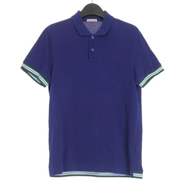 【中古】モンクレール MONCLER MAGLIA POLO MANICA CORTA 鹿の子 ポロシャツ カットソー 半袖 XL ネイビー 紺