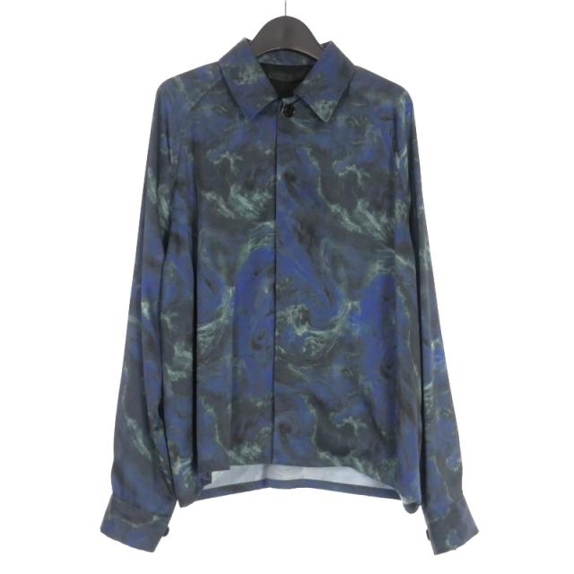【中古】未使用品 ユハ JUHA 25SS ABSTRACT STONE SHORT JACKET シャツジャケット 4 ネイビー 紺 10210204-2 メンズ