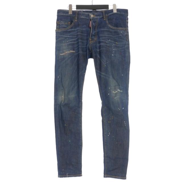 【中古】ディースクエアード DSQUARED2 DARK BOB WASH SKATER JEANS スケータージーンズ デニムパンツ 48 インディゴ
